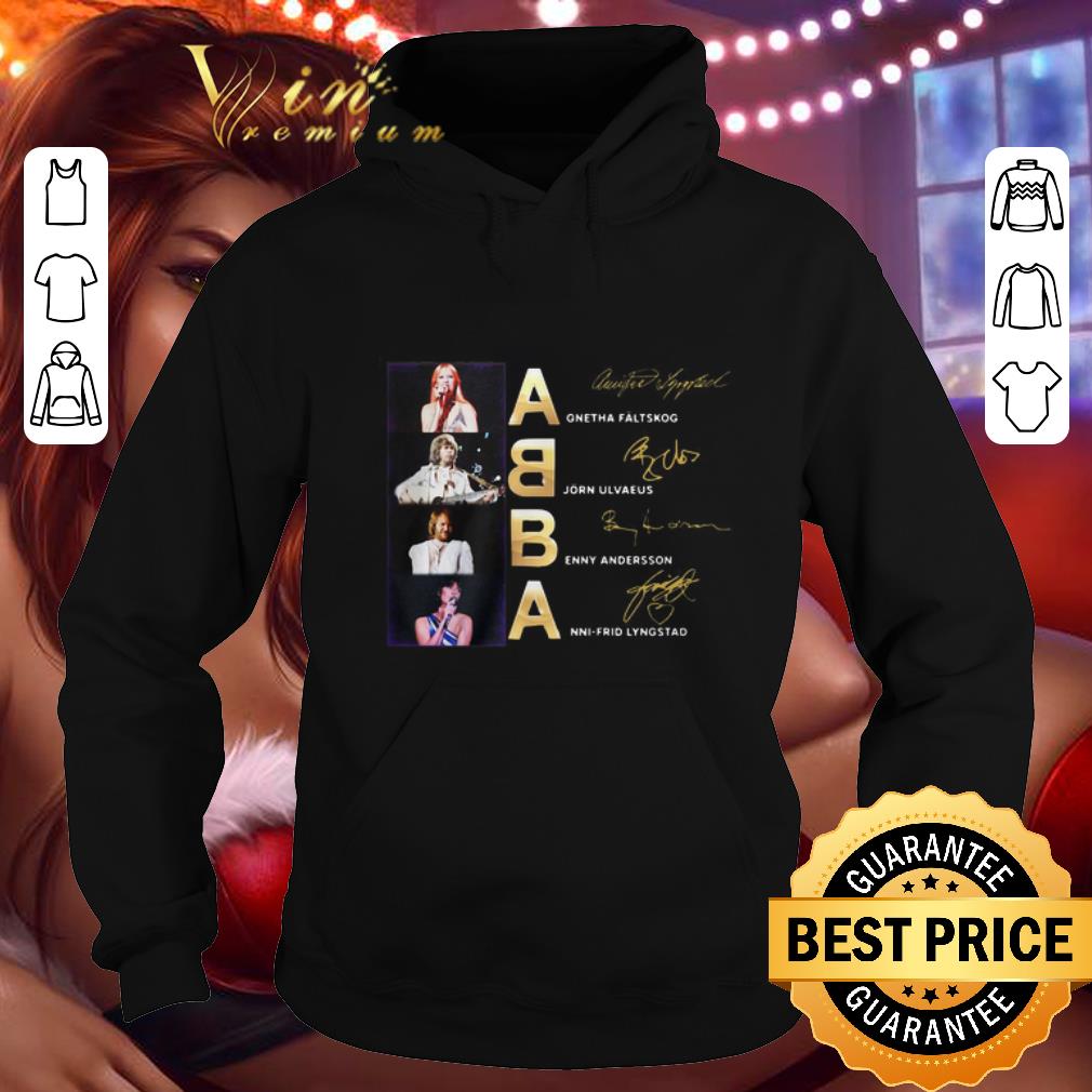 Top ABBA Agnetha Faltskog Bjorn Ulvaeus Benny Andersson signatures shirt