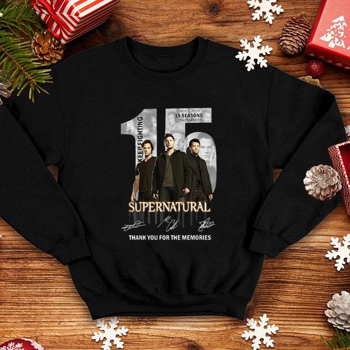 Keep Fighting 15 Years of Supernatural signed thank you memories shirt
