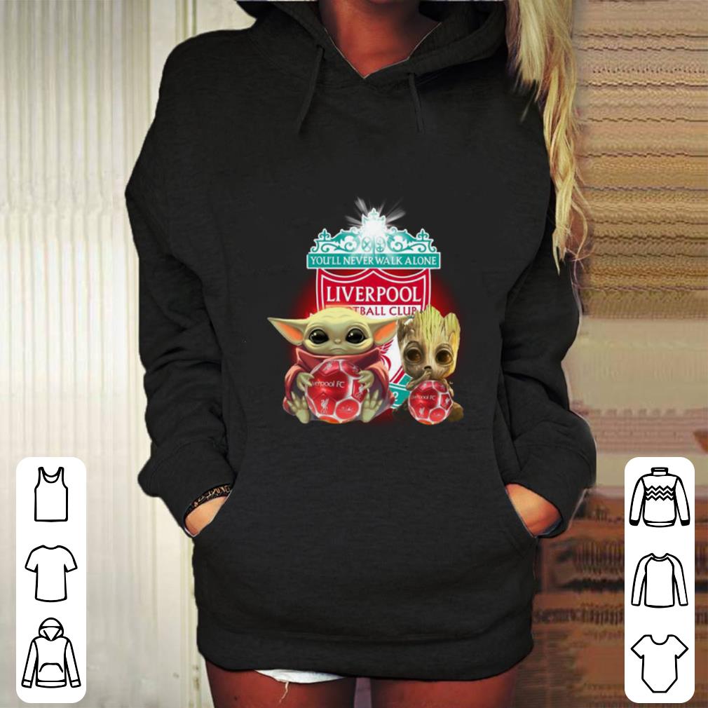 Top Baby Yoda and Baby Groot hug Liverpool You’ll never walk alone shirt