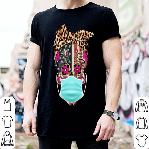 Leopard Skull Mask American Flag shirt