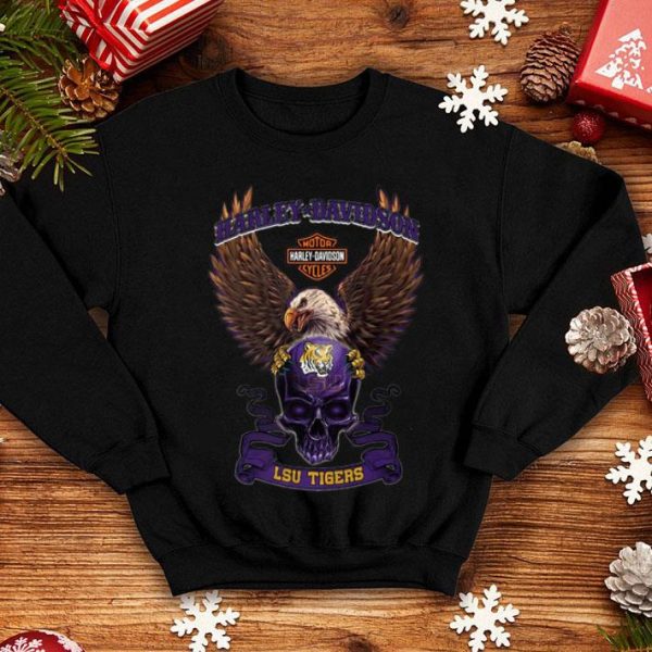 Motor Harley Davidson Cycles Skull LSU Tigers shirt