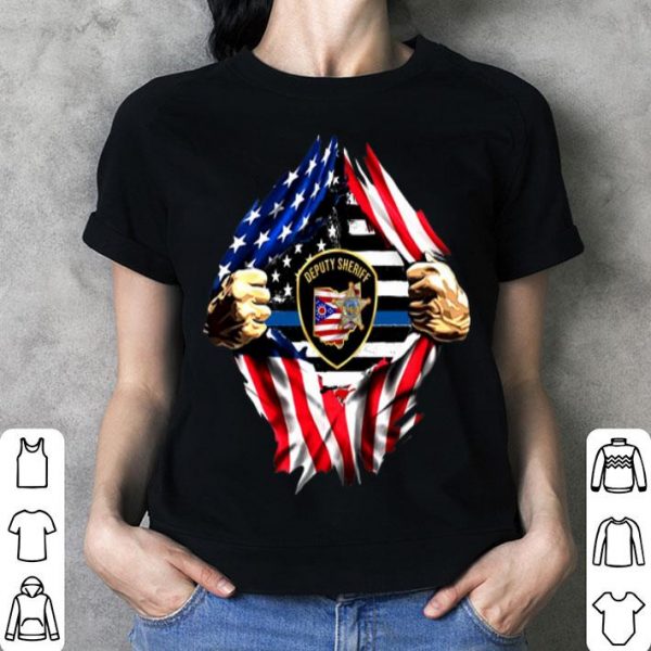 Deputy Sheriff Ohio Badge Blood Inside Me American Flag shirt