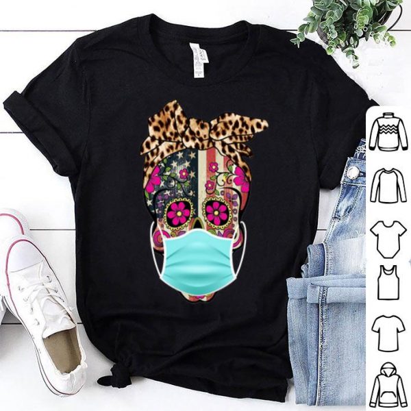 Leopard Skull Mask American Flag shirt