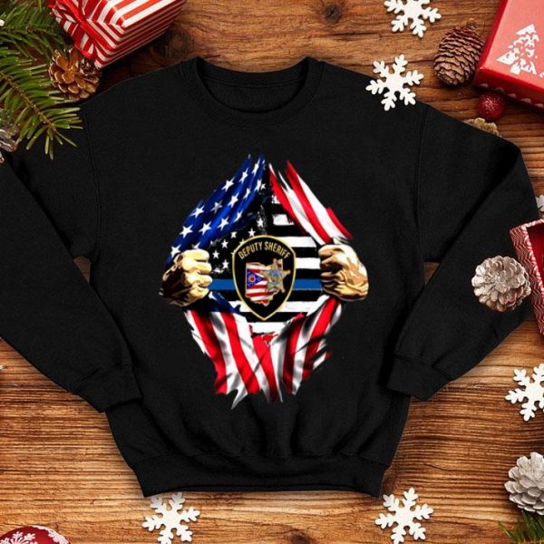Deputy Sheriff Ohio Badge Blood Inside Me American Flag shirt
