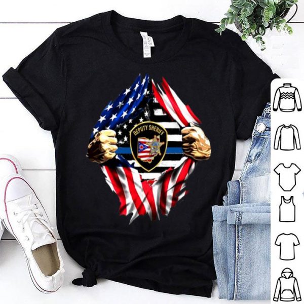 Deputy Sheriff Ohio Badge Blood Inside Me American Flag shirt