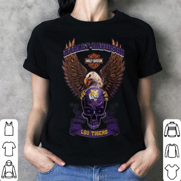 Motor Harley Davidson Cycles Skull LSU Tigers shirt