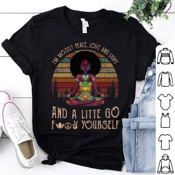 Vintage Black Queen Yoga I’m Mostly Peace Love And Light shirt