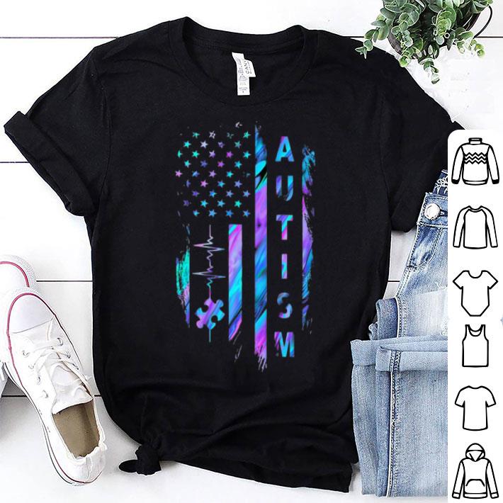 Autism Heartbeat American Flag shirt