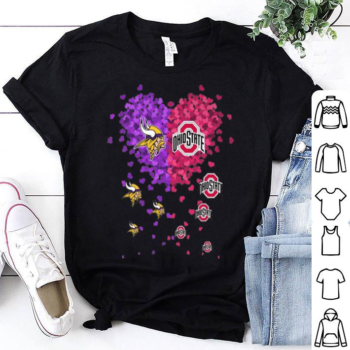 Ohio State Buckeyes And Minnesota Viking Love Piece Hearts shirt