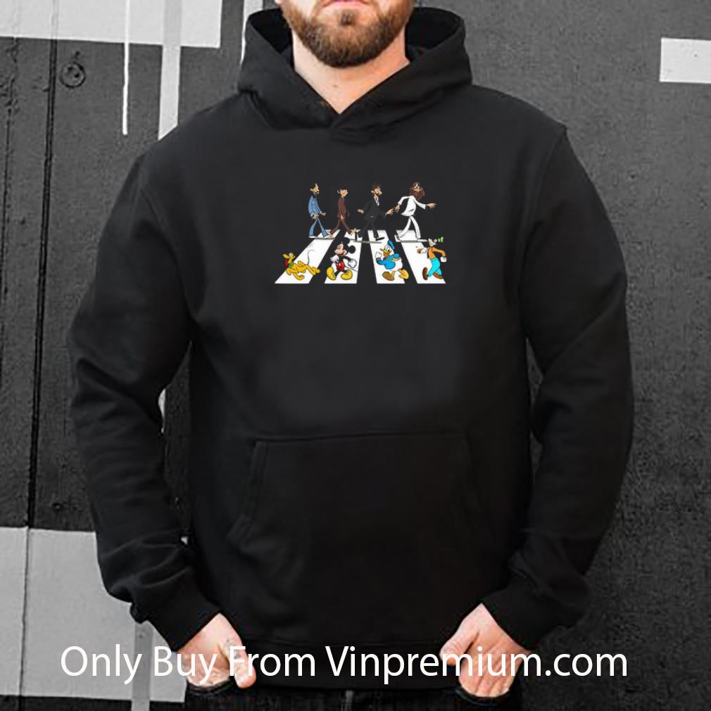 Awesome The Beatles And Mickey Character Abbey Road shirt