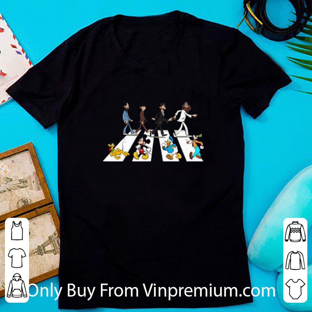 Awesome The Beatles And Mickey Character Abbey Road shirt 2