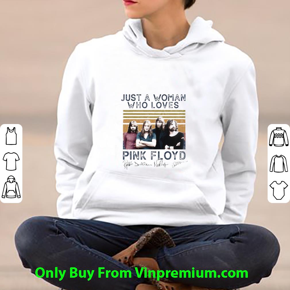 Top Just A Woman Who Loves Pink Floyd Vintage Signatures shirt