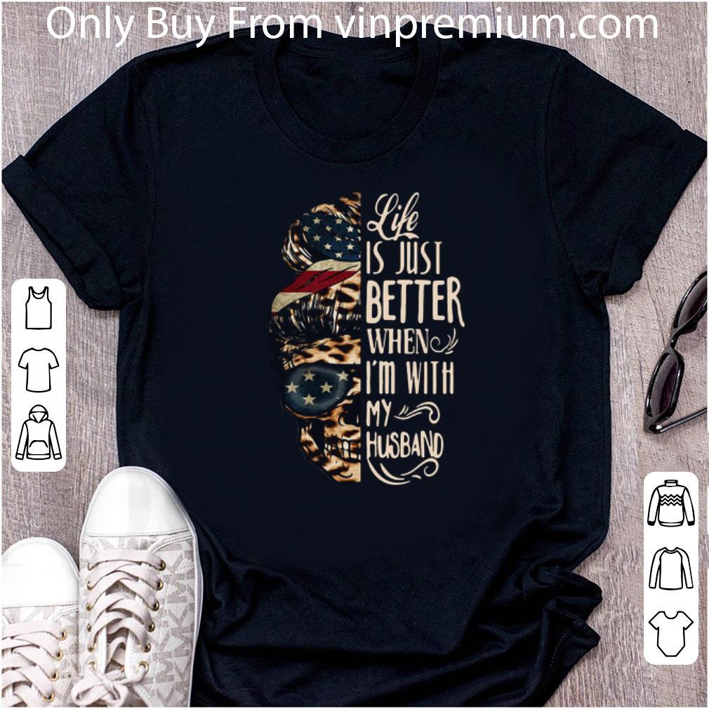 Awesome Skull Leopard Life Is Just Better When I’m With My Husband American Flag shirt 3