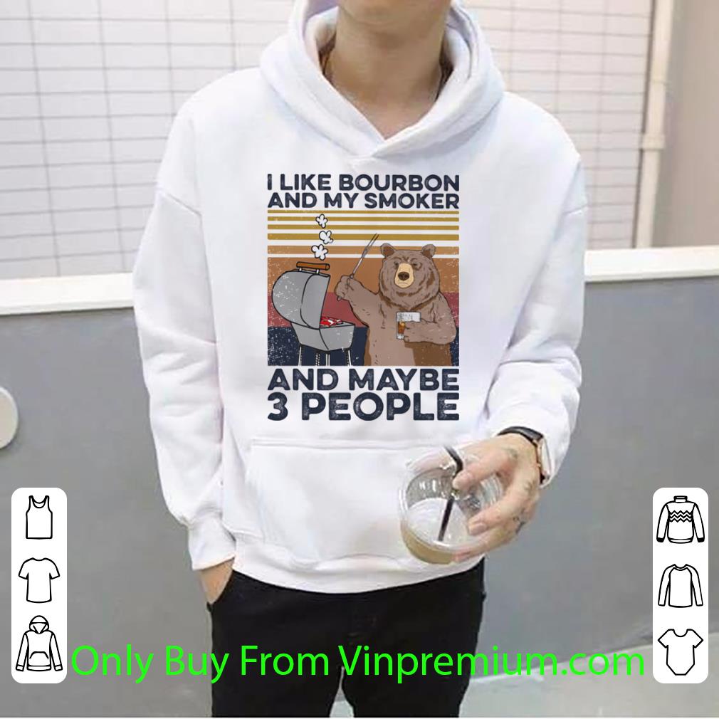 Official Bear Bbq I Like Bourbon And My Smoker And Maybe 3 People Vintage Retro shirt