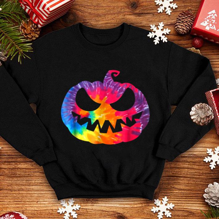 Awesome Scary Tie Dye Pumpkin Face Halloween Adults Kids shirt