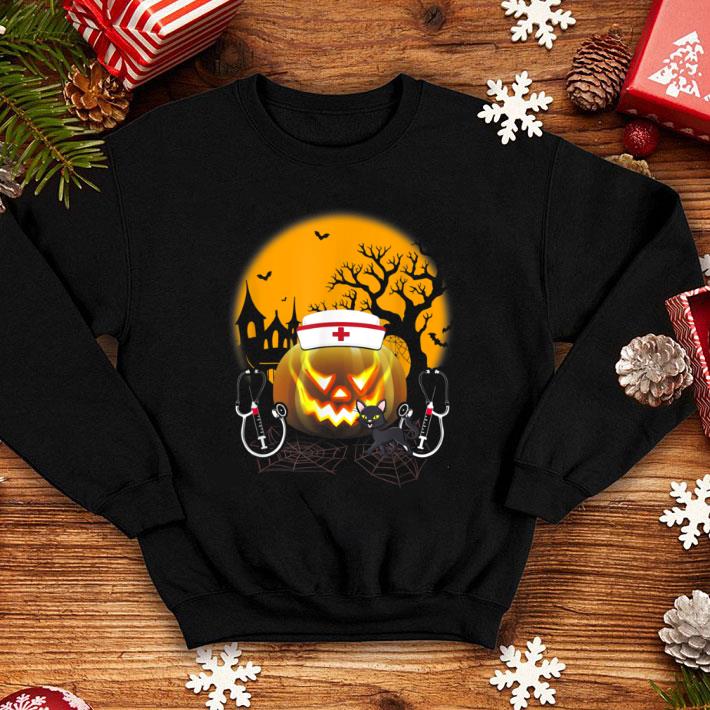 Official Funny Cute Nurse Costume Halloween Stethoscope Pumpkin shirt
