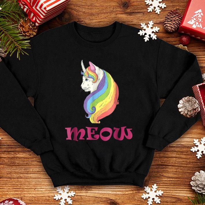 Great Meow Cat Unicorn Rainbow costume Halloween shirt