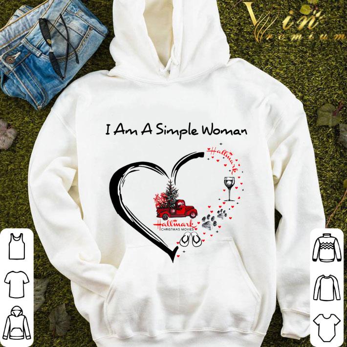 I am a simple woman flip flop paw wine Hallmark Christmas Movies shirt