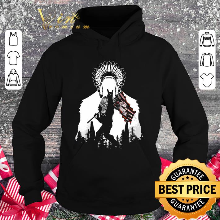 Official Native Bigfoot hold Native American flag shirt 1 Official Native Bigfoot hold Native American flag shirt