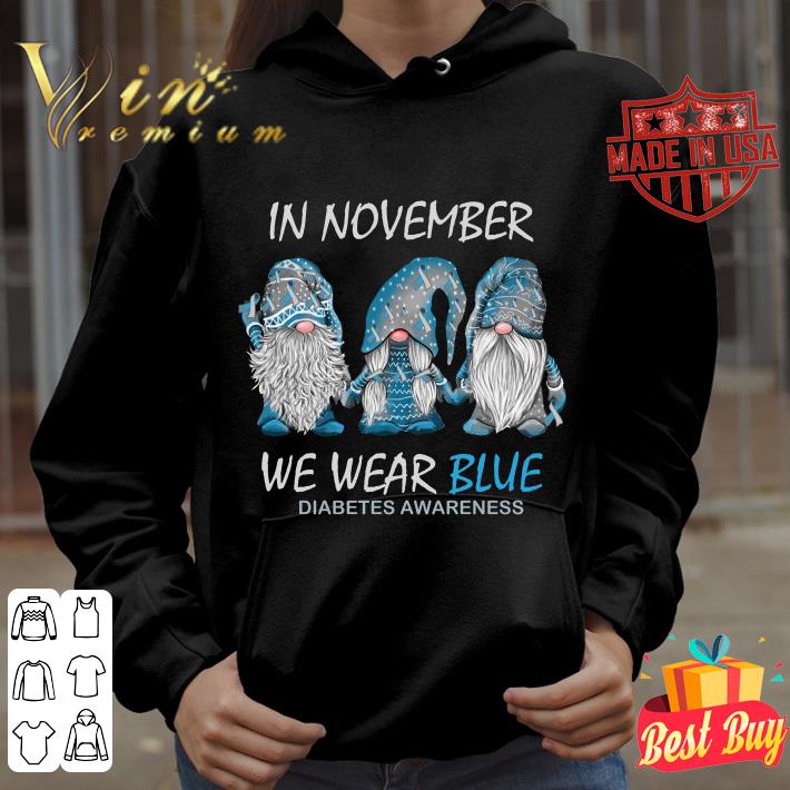 Awesome Gnomes In November We Wear Blue Diabetes Awareness shirt