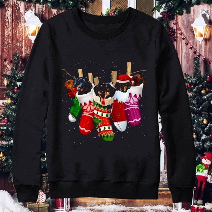 Funny Dachshunds In Christmas Stockings Happy Holiday shirt 1 Funny Dachshunds In Christmas Stockings Happy Holiday shirt