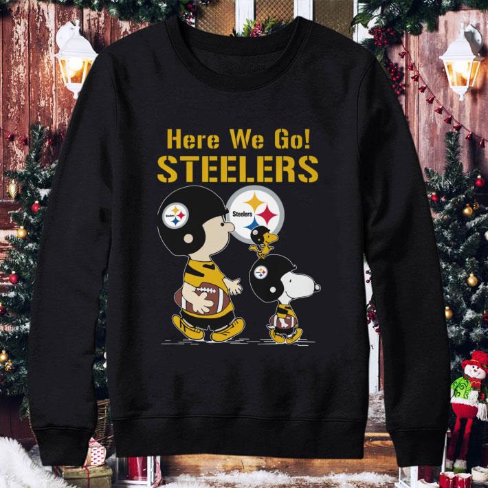 Awesome Peanuts Charlie Brown Snoopy Woodstock Here We Go Steelers shirt 1 Awesome Peanuts Charlie Brown Snoopy Woodstock Here We Go Steelers shirt