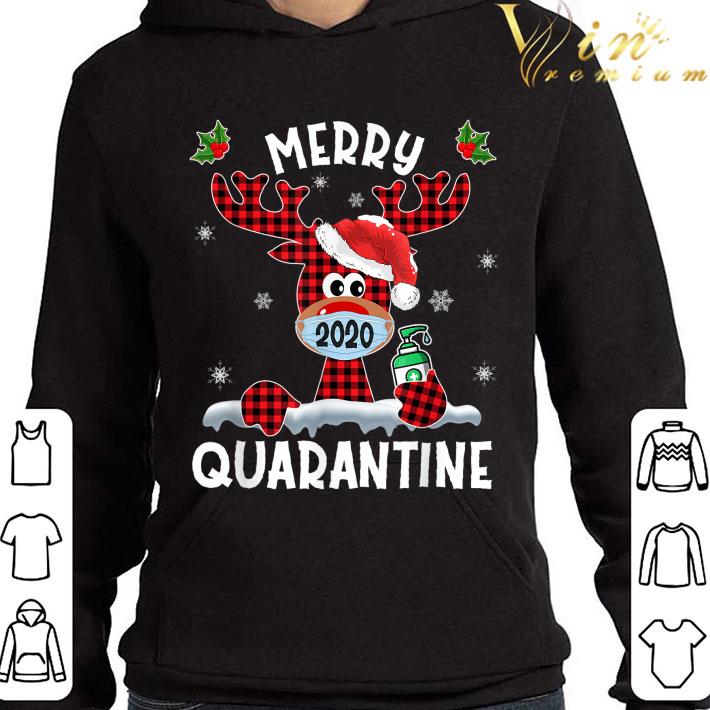 Merry Quarantine Christmas 2020 Reindeer Mask Plaid shirt
