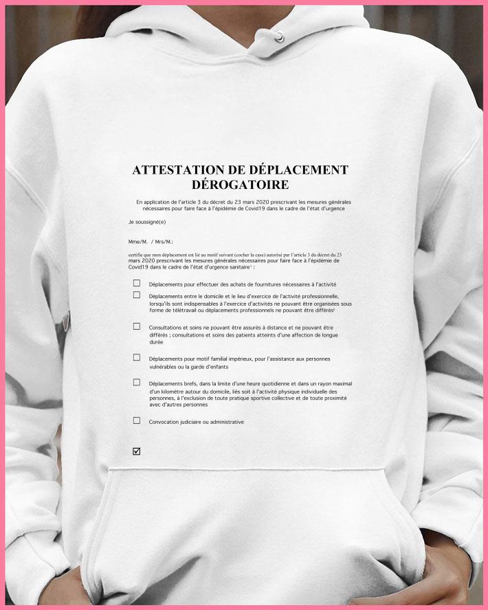 Original Attestation De Deplacement Derogatoire shirt