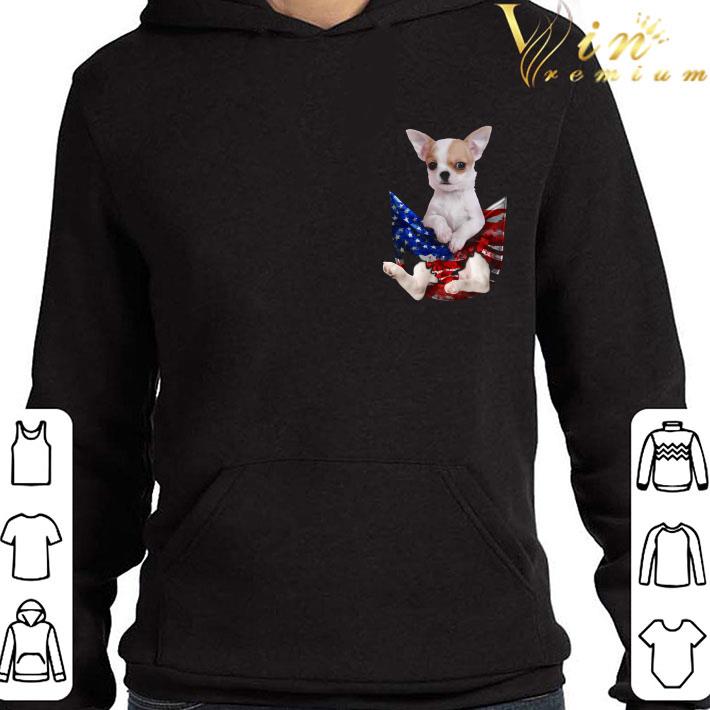 Chihuahua in tiny pocket American flag shirt