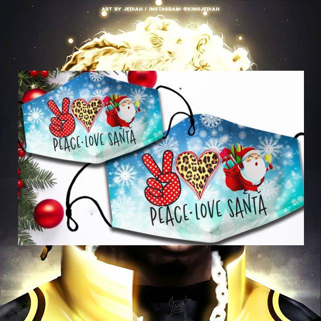 Peace love Santa Christmas face mask