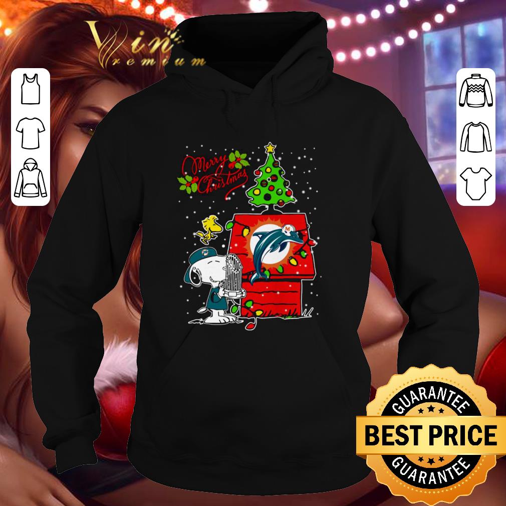 Hot Snoopy Woodstock Miami Dolphins Merry Christmas shirt 1 Hot Snoopy Woodstock Miami Dolphins Merry Christmas shirt