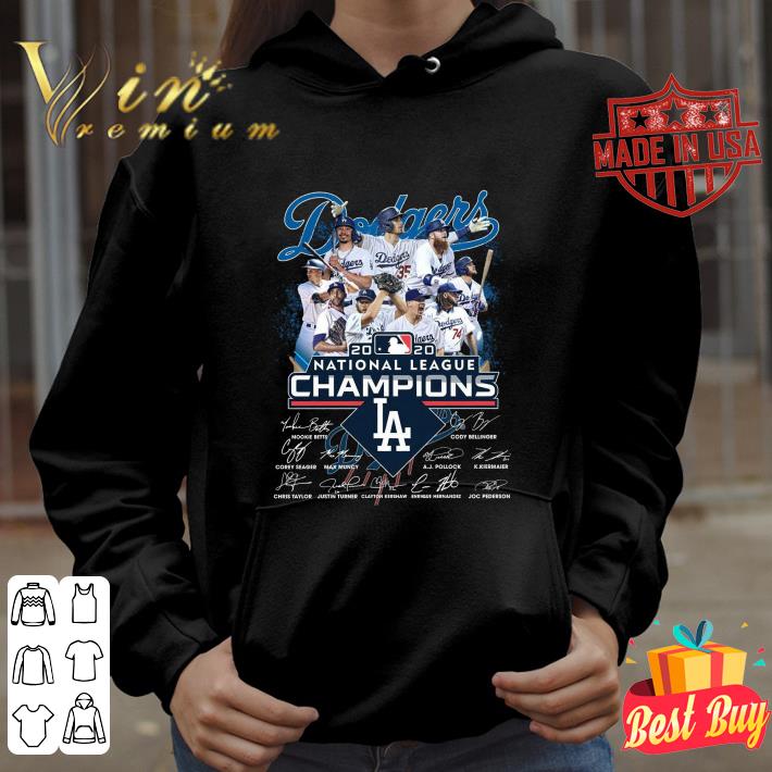 Hot LA Dodgers MLB 2020 National League Champions signatures shirt