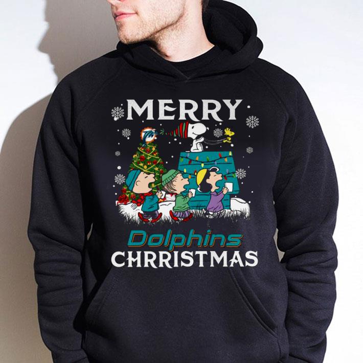 Hot Snoopy Charlie Brown Woodstock Merry Miami Dolphins Christmas shirt