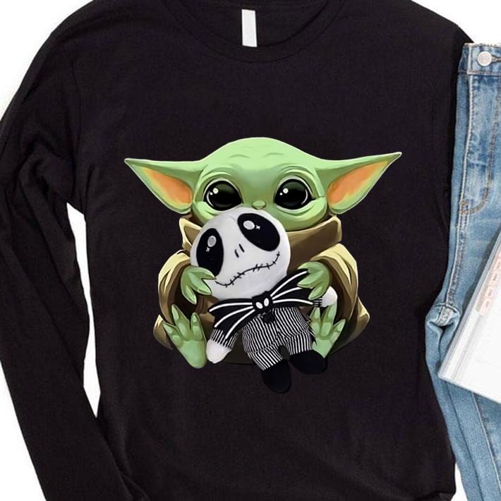 Funny Star Wars Baby Yoda hug Jack Skellington doll shirt