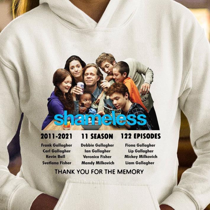 Hot Shameless 2011-2021 11 season 122 episodes thank you for the memory shirt 1 Shameless 2011-2021 11 season 122 episodes thank you for the memory shirt