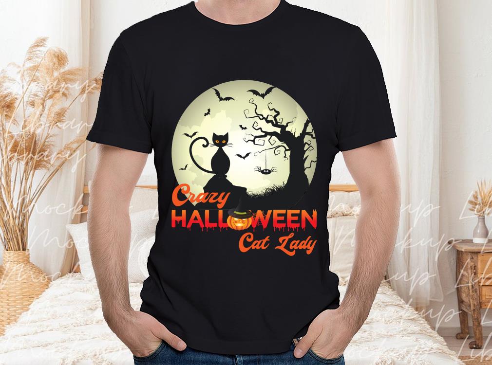 Black Cat Halloween Shirt, Cat Lady Halloween Shirt, Crazy Halloween Cat Lady Shirt 1 Black Cat Halloween Shirt, Cat Lady Halloween Shirt, Crazy Halloween Cat Lady Shirt