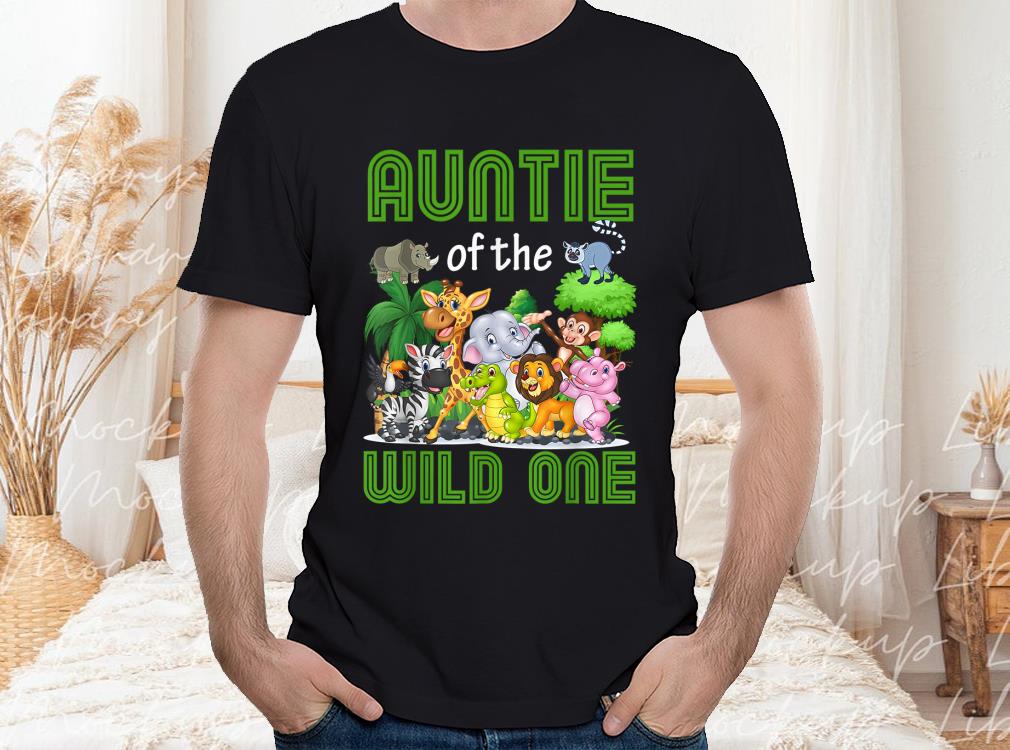 Auntie Of The Wild One Zoo Birthday Gift Shirt, Auntie Of The Wild Zoo Birthday Safari Jungle Animal Shirt 1