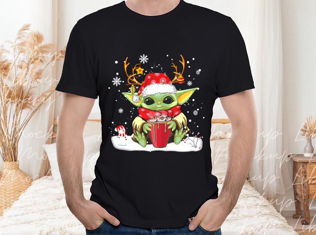 Baby Yoda Reindeer Christmas Shirt, Baby Yoda Santa Christmas Shirt, Baby Yoda Hug Coffee Shirt 2