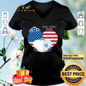 Heart American Flag Mask Real Estate Agent shirt