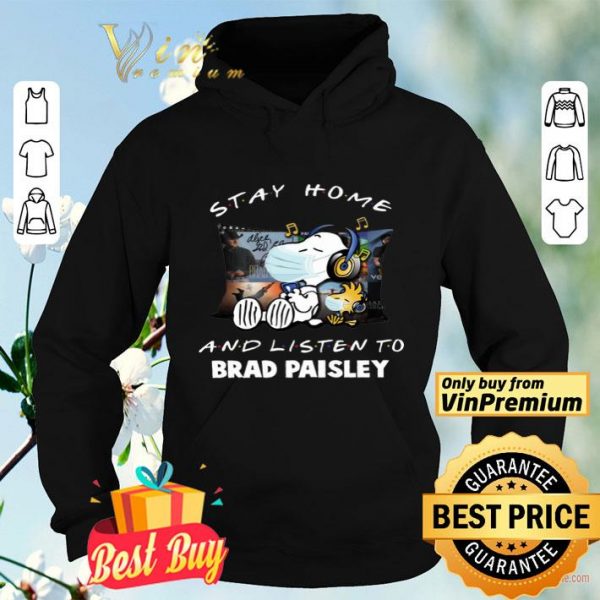 Snoopy Woodstock Mask Stay Home And Listen To Brad Paisley shirt