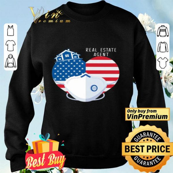 Heart American Flag Mask Real Estate Agent shirt