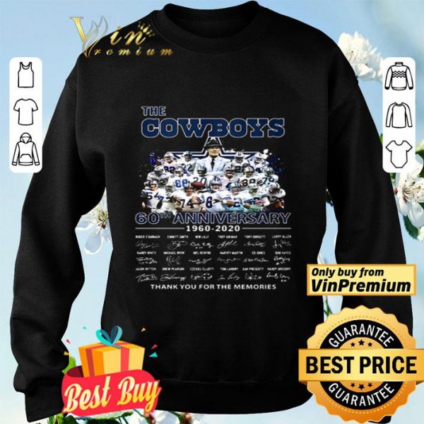 The Dallas Cowboys 60th anniversary 1960 – 2020 thank for memories signatures shirt