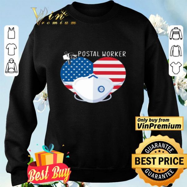 Heart American Flag Mask Postal Worker shirt