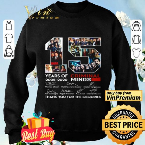 15 years of Criminal Minds 2005 2020 thank you for the memories shirt