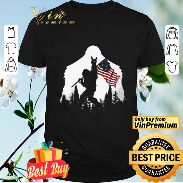 Bigfoot Rock And Roll Usa Flag In The Forest shirt