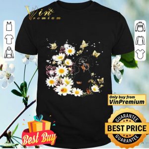 Dachshund dog butterfly and flowers shirt