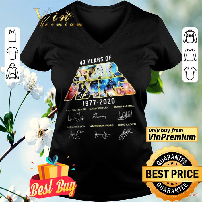 Star wars 43 years of 1977 2020 carrie fisher daisy ridley mark hamill liam neeson harrison ford jake lloyd signatures shirt
