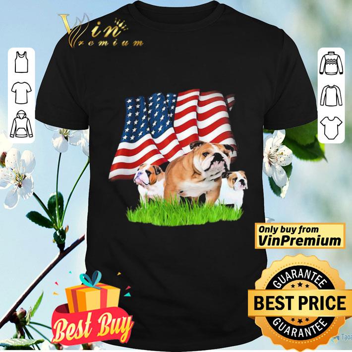English 3 Bulldog American flag veteran Independence Day shirt