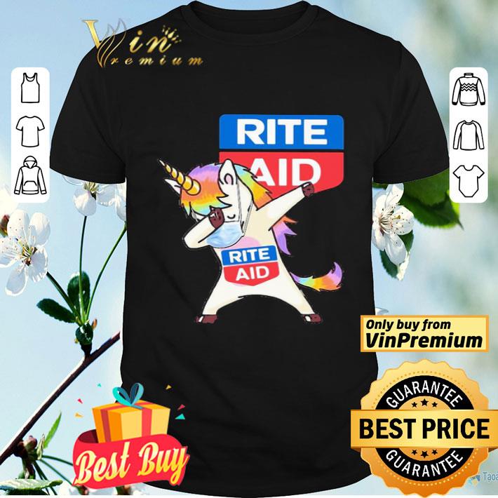 Unicorn mask dabbing rite aid logo shirt