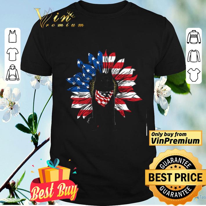 Schipperke Sunflowers American Flag shirt